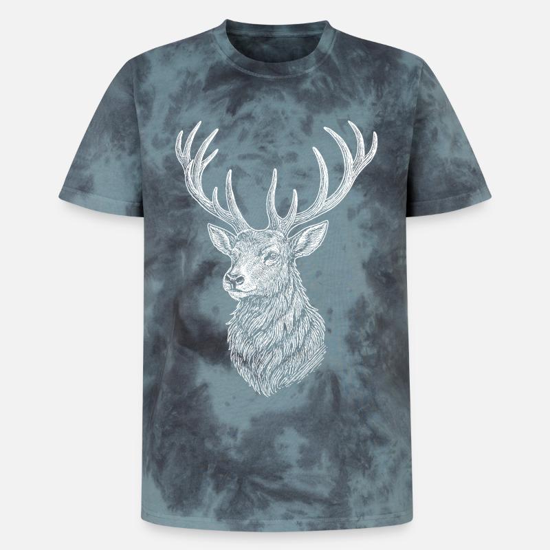 Deer - Unisex Premium Tie-Dye T-Shirt - Black/Blue