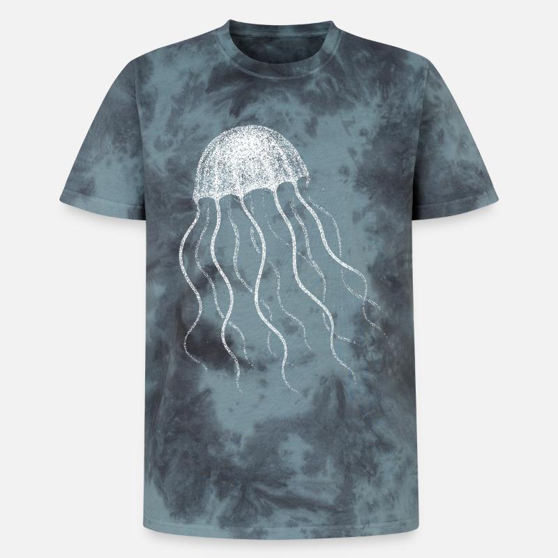 Jellyfish - Unisex Premium Tie-Dye T-Shirt - Black/Blue
