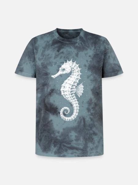 Seepferdchen - Unisex Premium Tie Dye T-Shirt - Schwarz/Blau