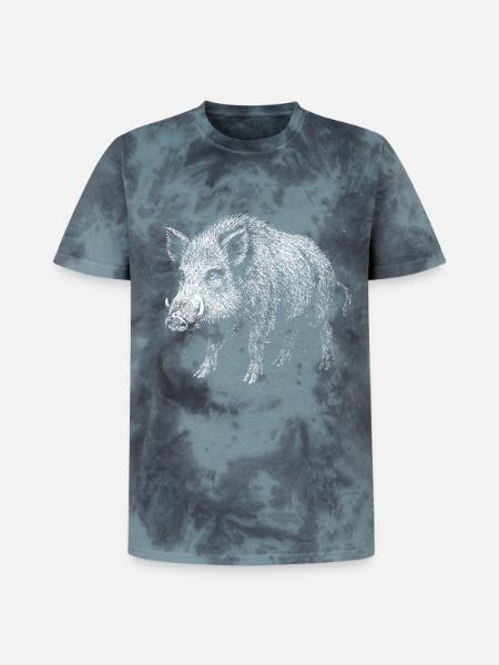 Sanglier - T-shirt tie-dye premium unisexe - noir/bleu
