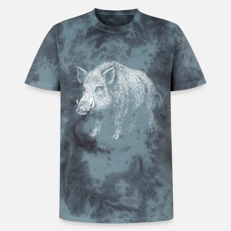 Wild boar - Unisex Premium Tie-Dye T-Shirt - Black/Blue