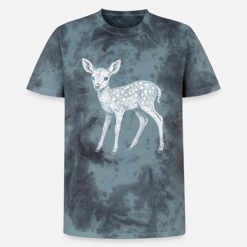 Rehkitz - Unisex Premium Tie Dye T-Shirt - Schwarz/Blau