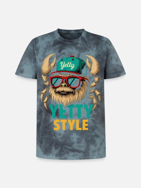 Yetty Style Yeti Graphic - Unisex Premium Tie-Dye T-Shirt - Black/Blue
