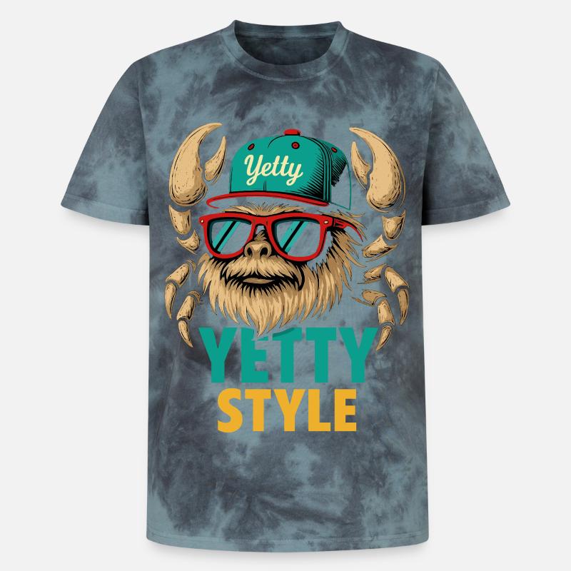 Graphisme Yeti Style Yetty - T-shirt tie-dye premium unisexe - noir/bleu