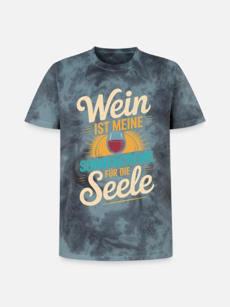 Wein als Sonnencreme der Seele - Unisex Premium Tie Dye T-Shirt - Schwarz/Blau