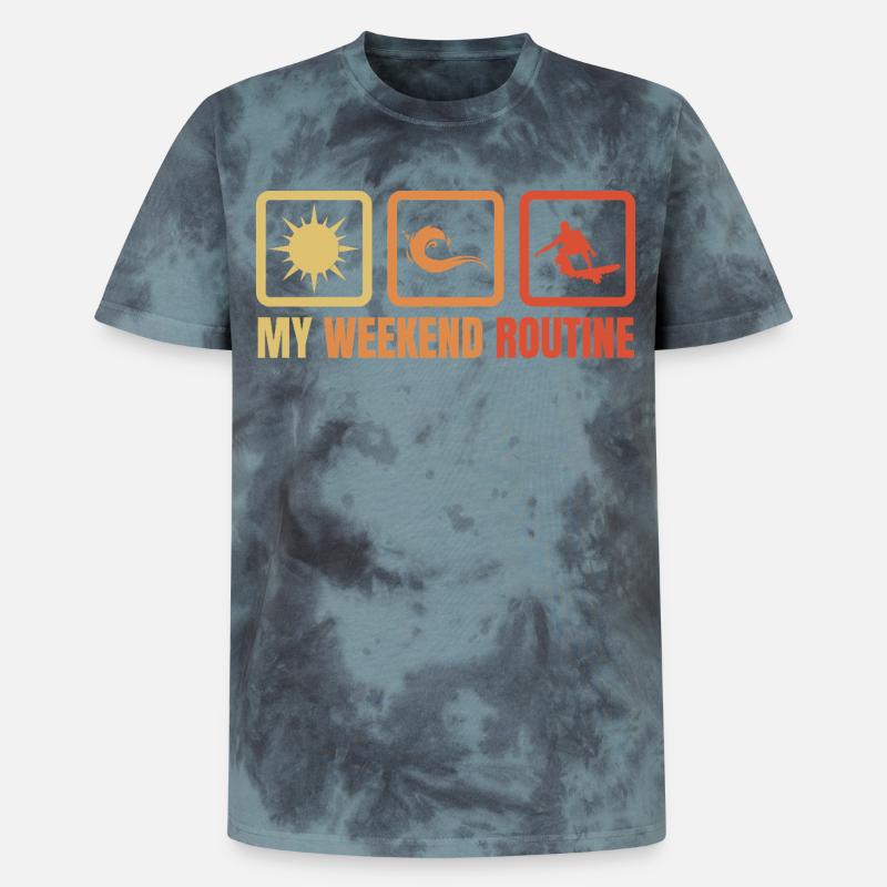 Surfer Wochenendroutine - Unisex Premium Tie Dye T-Shirt - Schwarz/Blau