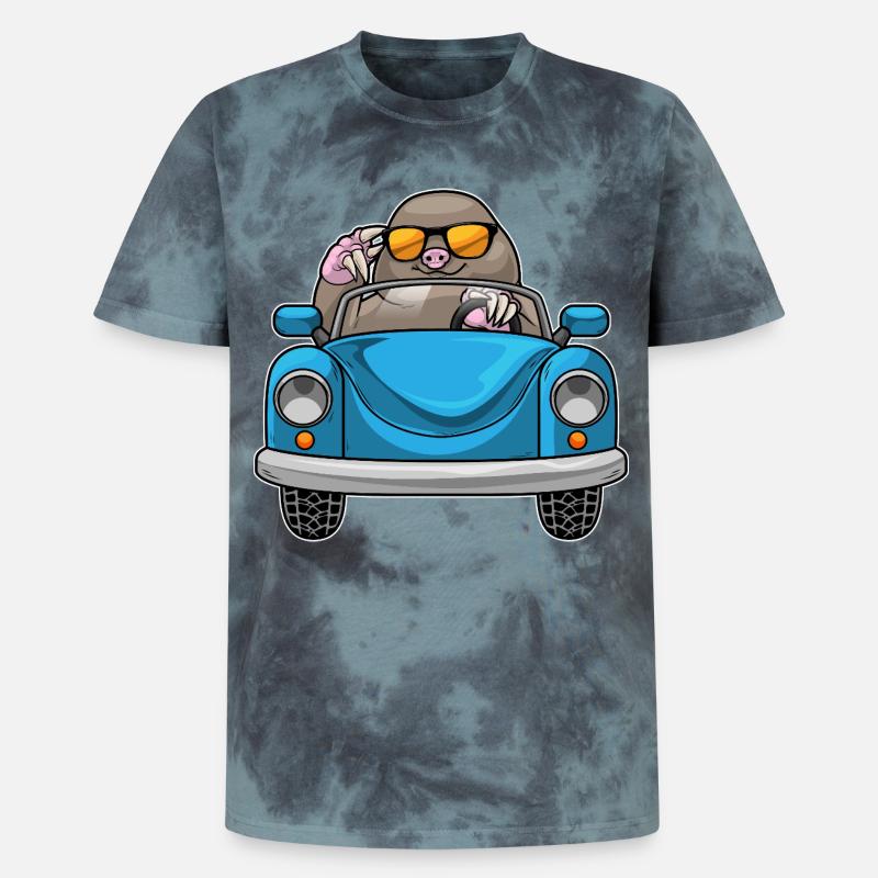 Mole Car - Unisex Premium Tie-Dye T-Shirt - Black/Blue