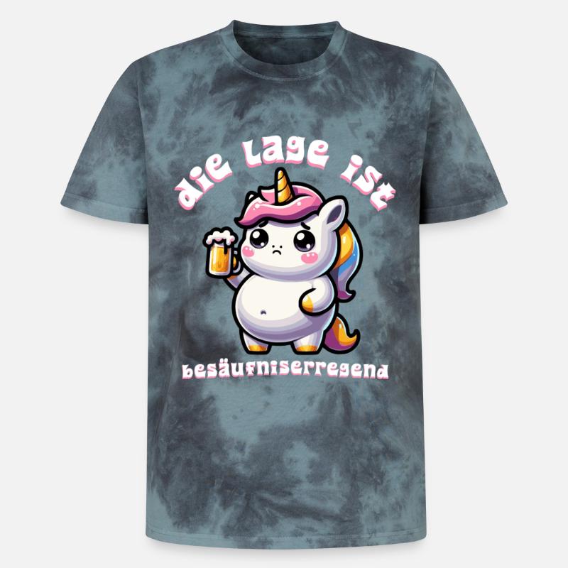 Süßes Einhorn Bier Feier - Unisex Premium Tie Dye T-Shirt - Schwarz/Blau