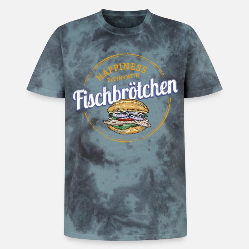 Fischbrötchen mit Matjes oder Bismarckhering - Unisex Premium Tie Dye T-Shirt - Schwarz/Blau