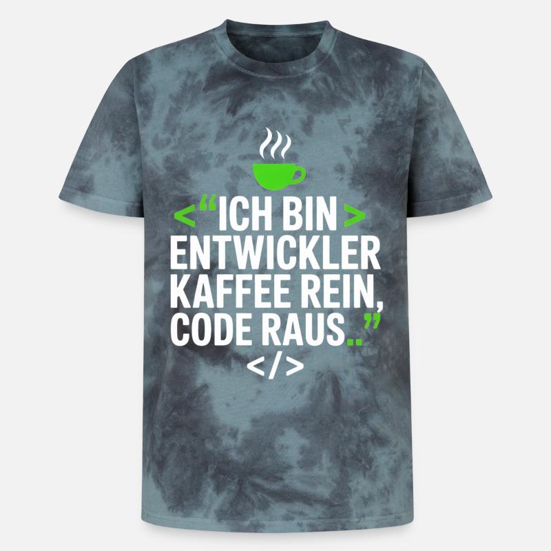 Entwickler Kaffee Programmier Spruch - Unisex Premium Tie Dye T-Shirt - Schwarz/Blau