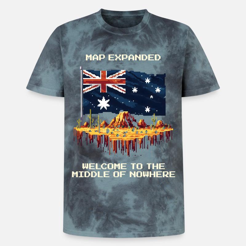 Karte erweitert: Mitte von Nirgendwo | Outback - Unisex Premium Tie Dye T-Shirt - Schwarz/Blau