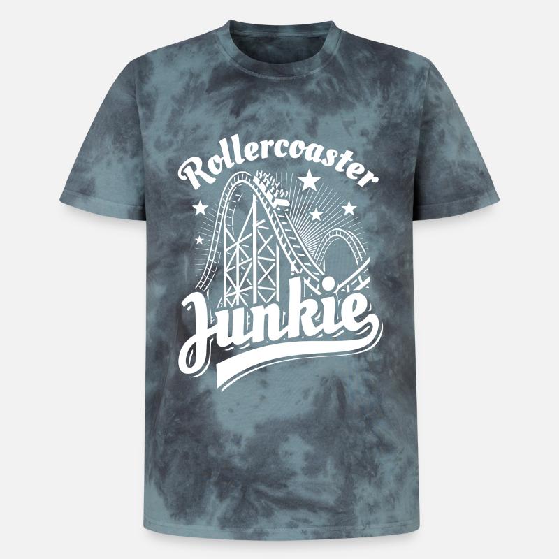 Rollercoaster Junkie - Roller Coaster - Loop - Unisex Premium Tie-Dye T-Shirt - Black/Blue
