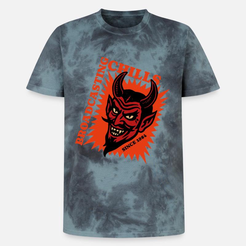 Broadcasting Chills - Devil - Teufel - Unisex Premium Tie-Dye T-Shirt - Black/Blue