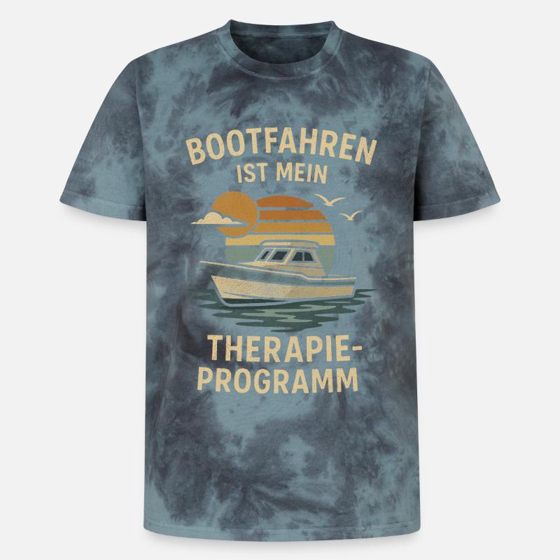 Boating is my therapy program - Unisex Premium Tie-Dye T-Shirt - Black/Blue