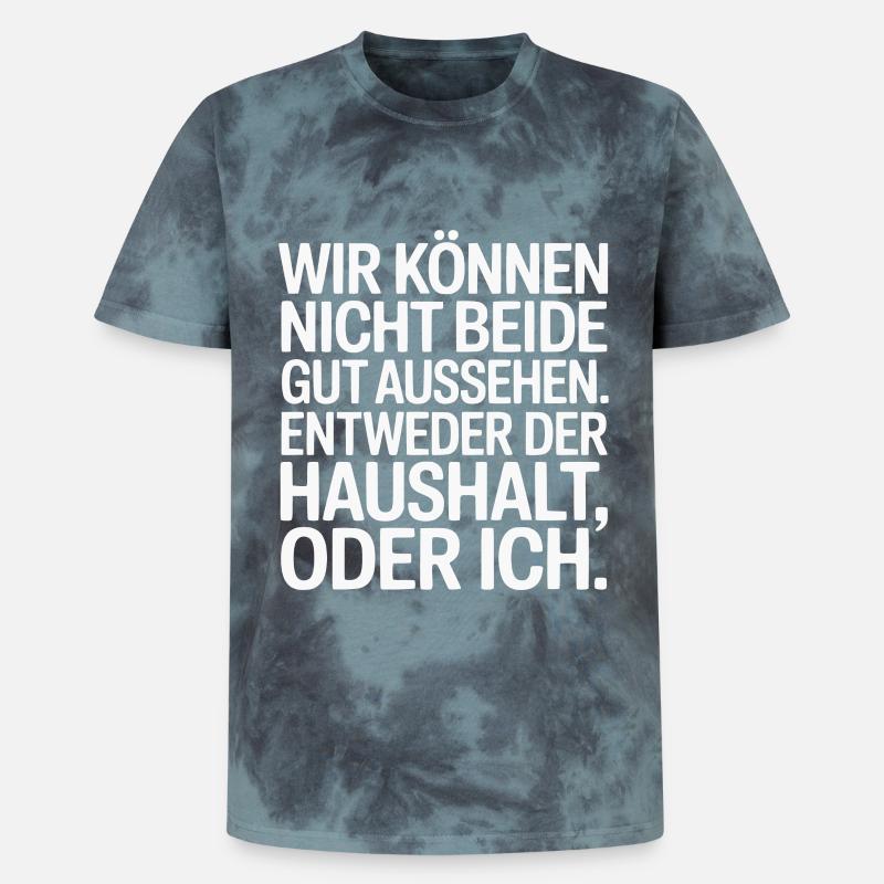 Haushalt oder ich – Lustiger Spruch - Unisex Premium Tie Dye T-Shirt - Schwarz/Blau