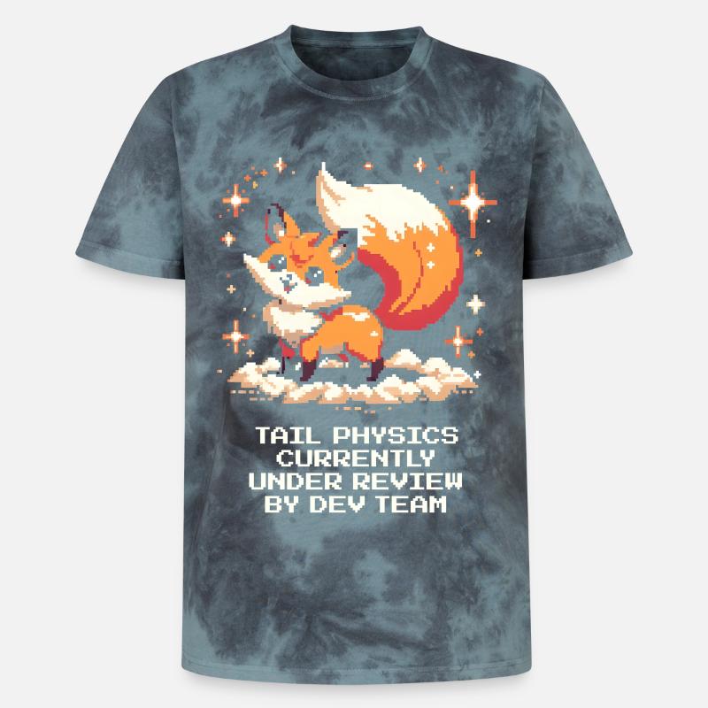 Schwanzphysik wird geprüft | Fuchs, Dev-Team - Unisex Premium Tie Dye T-Shirt - Schwarz/Blau