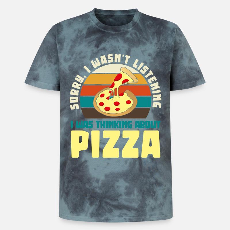 Pizza Träumer Retro Motiv - Unisex Premium Tie Dye T-Shirt - Schwarz/Blau