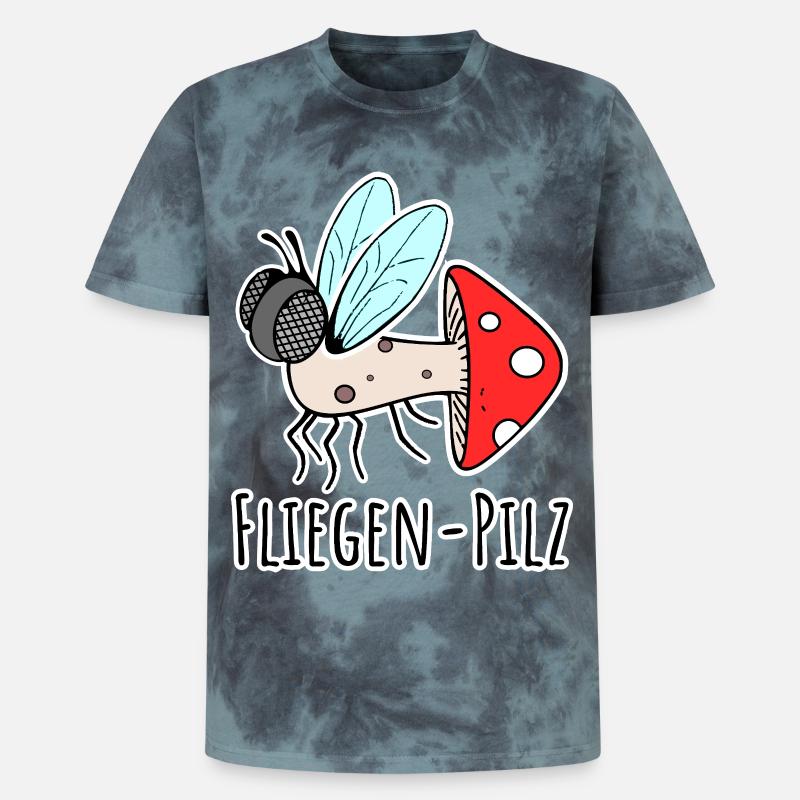 Fly agaric - half fly, half mushroom - Unisex Premium Tie-Dye T-Shirt - Black/Blue