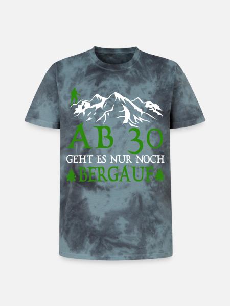 AB30 birthday it is only uphill - Unisex Premium Tie-Dye T-Shirt - Black/Blue