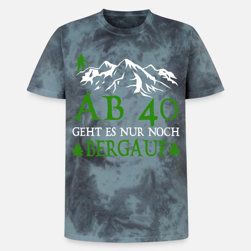 Wanderer 40 Birthday Is it uphill - Unisex Premium Tie-Dye T-Shirt - Black/Blue