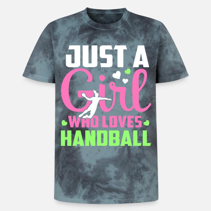 einfach ein Mädchen, das Handball liebt - Unisex Premium Tie Dye T-Shirt - Schwarz/Blau