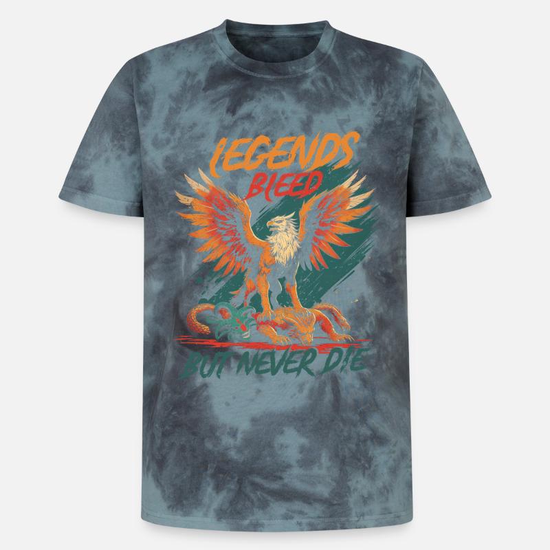 Griffin Mythological Creatures - Unisex Premium Tie-Dye T-Shirt - Black/Blue