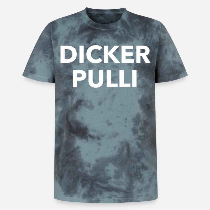 Dicker Pulli Kontrast Typo - Unisex Premium Tie Dye T-Shirt - Schwarz/Blau
