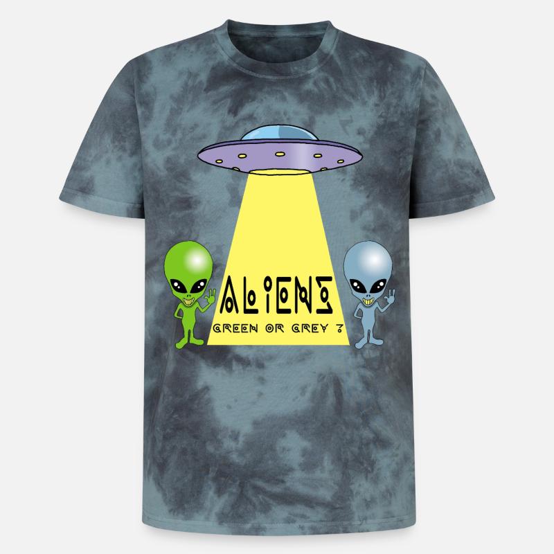 Grün oder grau außerirdisch? - Unisex Premium Tie Dye T-Shirt - Schwarz/Blau