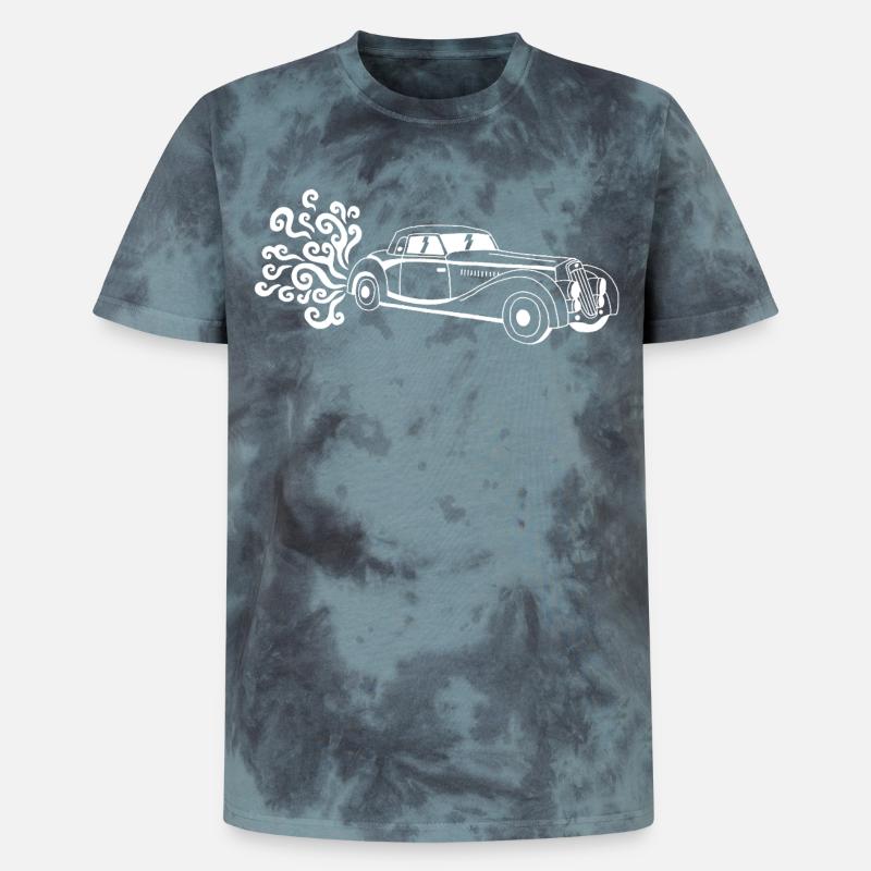 Weißer Oldtimer - Unisex Premium Tie Dye T-Shirt - Schwarz/Blau