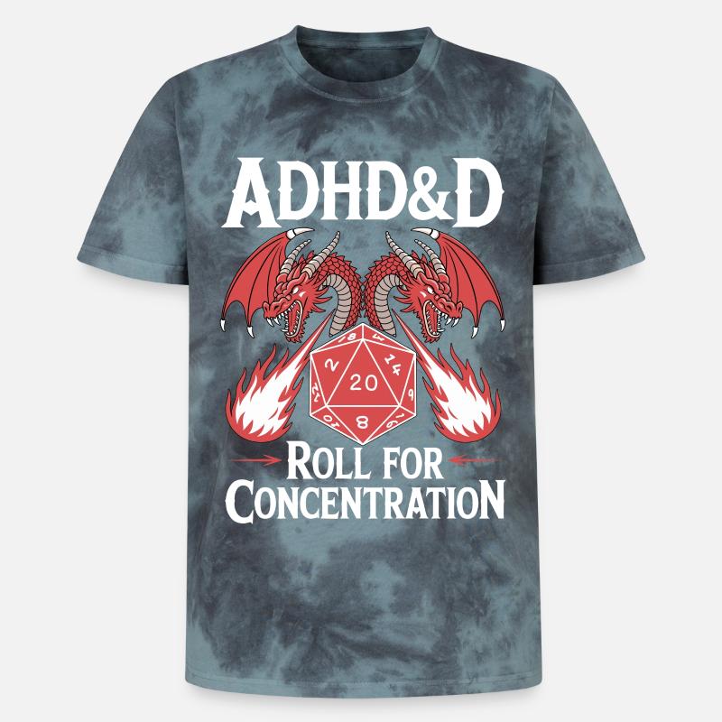 Roll for concentration ADHD - Unisex Premium Tie-Dye T-Shirt - Black/Blue
