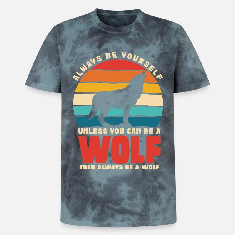 Wolfsruf: Sei Immer Du Selbst - Unisex Premium Tie Dye T-Shirt - Schwarz/Blau