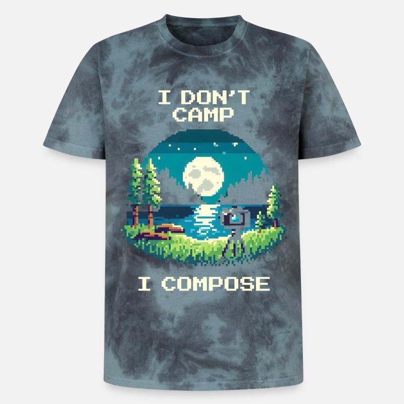 I don't camp, I compose | Composition - Unisex Premium Tie-Dye T-Shirt - Black/Blue