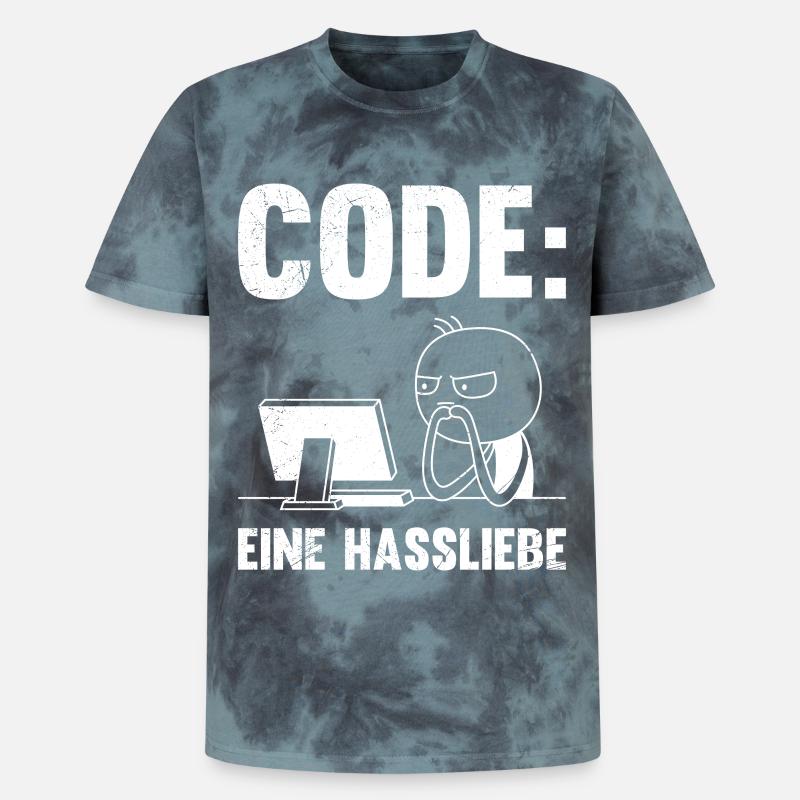 Codeur : UNE RELATION AMOUR-HAINE DRÔLE - T-shirt tie-dye premium unisexe - noir/bleu