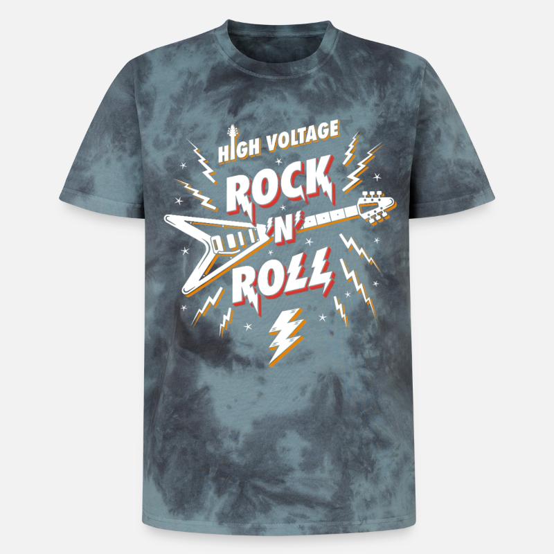 Hochspannungs-Rock'n'Roll-Gitarre - Unisex Premium Tie Dye T-Shirt - Schwarz/Blau