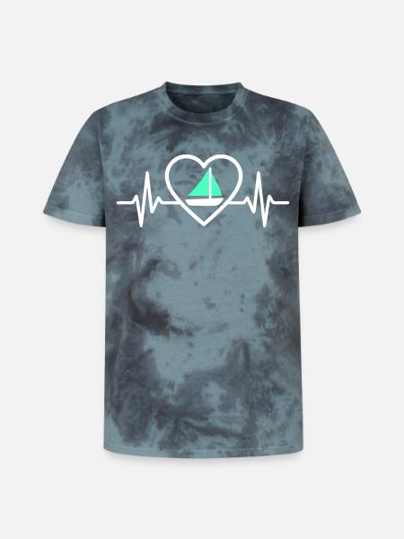 Cœur Voile – Passion Bateau - Unisex Premium Tie-Dye T-Shirt - Black/Blue