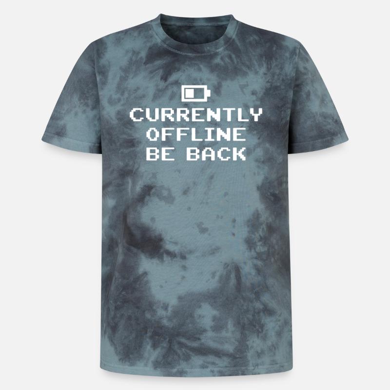 Currently Offline Be Back Battery Empty - Unisex Premium Tie-Dye T-Shirt - Black/Blue