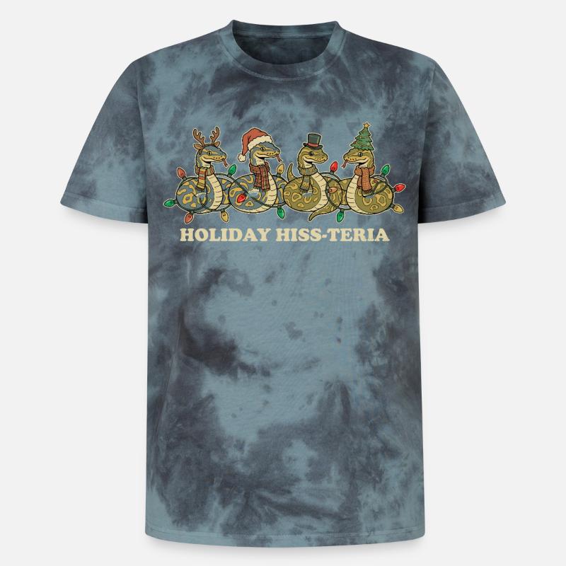King Python Christmas Lights Gift - Unisex Premium Tie-Dye T-Shirt - Black/Blue