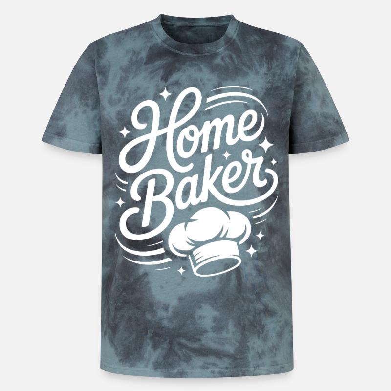 Home Baker Motif — Chef Script - Unisex Premium Tie-Dye T-Shirt - Black/Blue