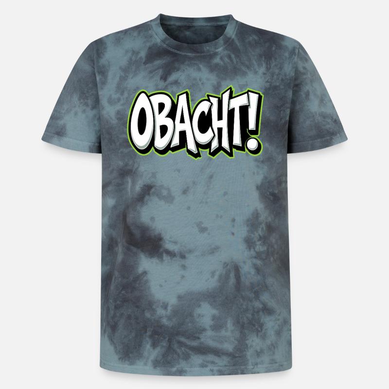 Caution Bavarian Saying Dialect Warning - Unisex Premium Tie-Dye T-Shirt - Black/Blue