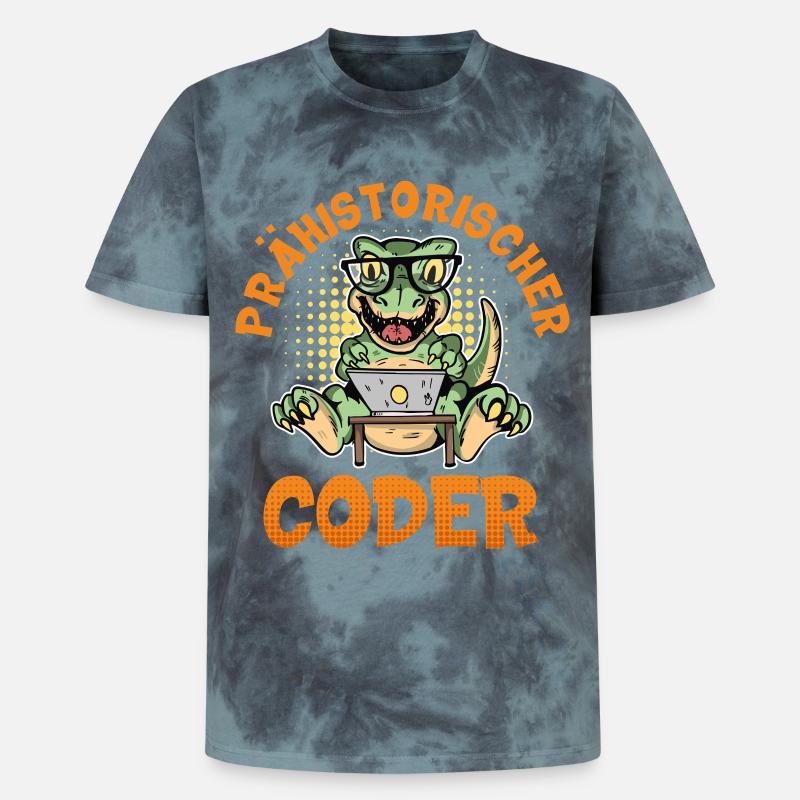 Programmation PRÉHISTORIQUE : Divertissement du CODER - T-shirt tie-dye premium unisexe - noir/bleu