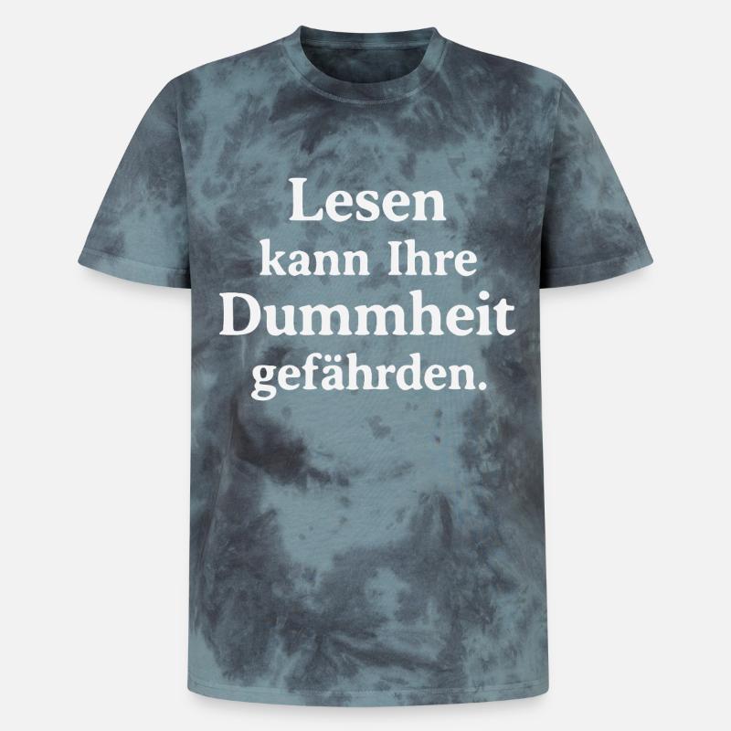 Reading can jeopardize your stupidity - Unisex Premium Tie-Dye T-Shirt - Black/Blue