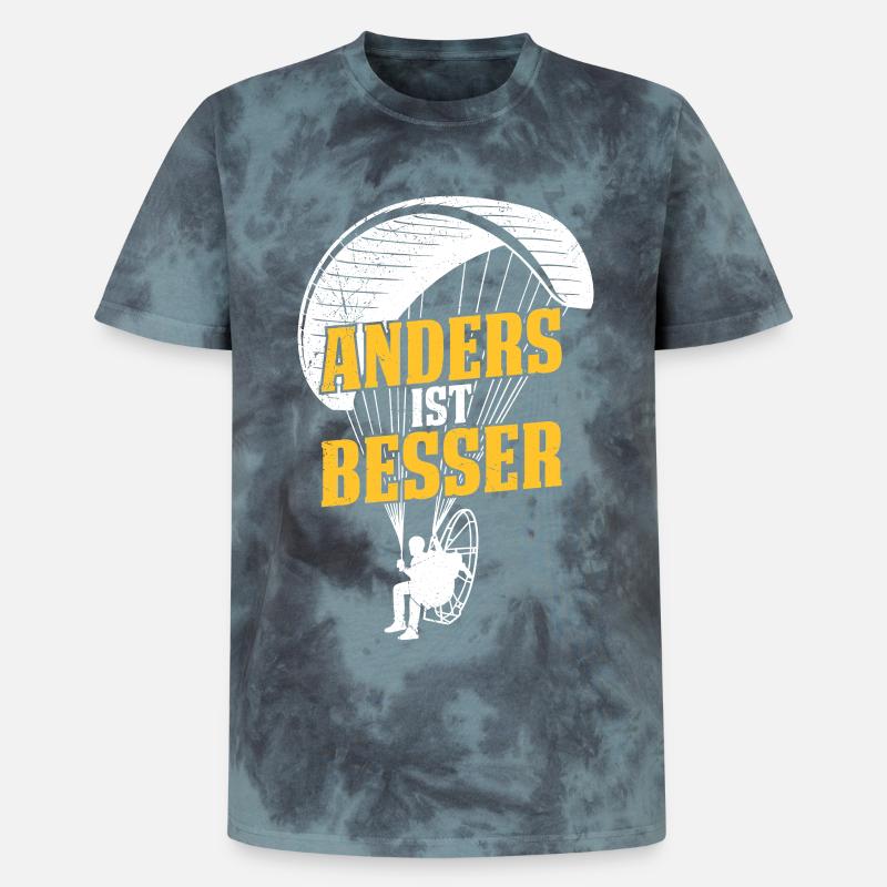 Paraglider DIFFERENT IS BETTER Fun - Unisex Premium Tie-Dye T-Shirt - Black/Blue