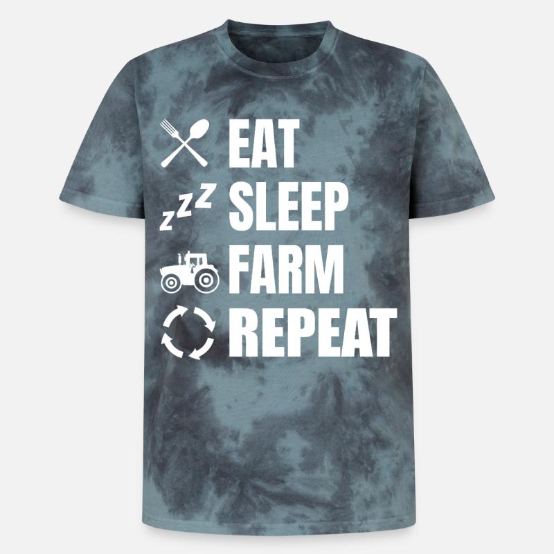 Manger, dormir, labourer, répéter - T-shirt tie-dye premium unisexe - noir/bleu