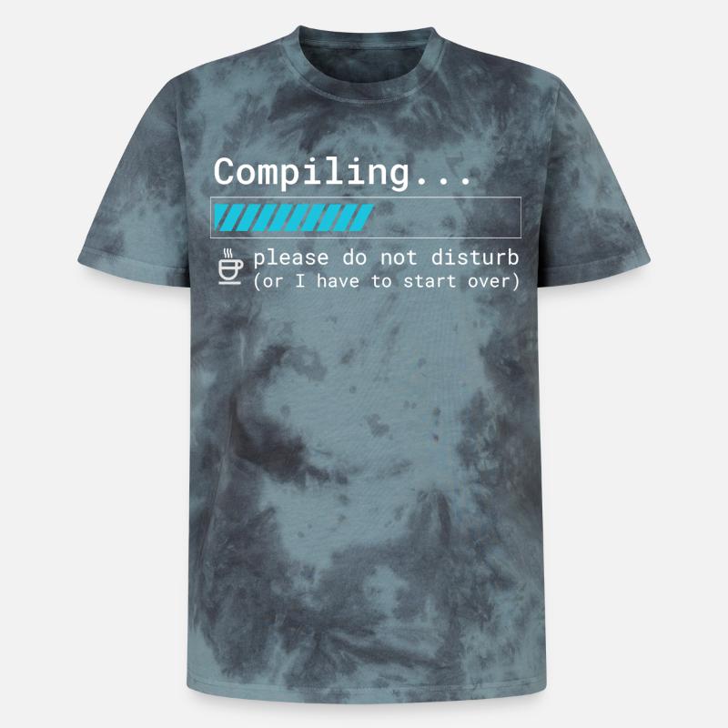 Lustiges Programmierer T-Shirt - Compiling Please  - Unisex Premium Tie Dye T-Shirt - Schwarz/Blau