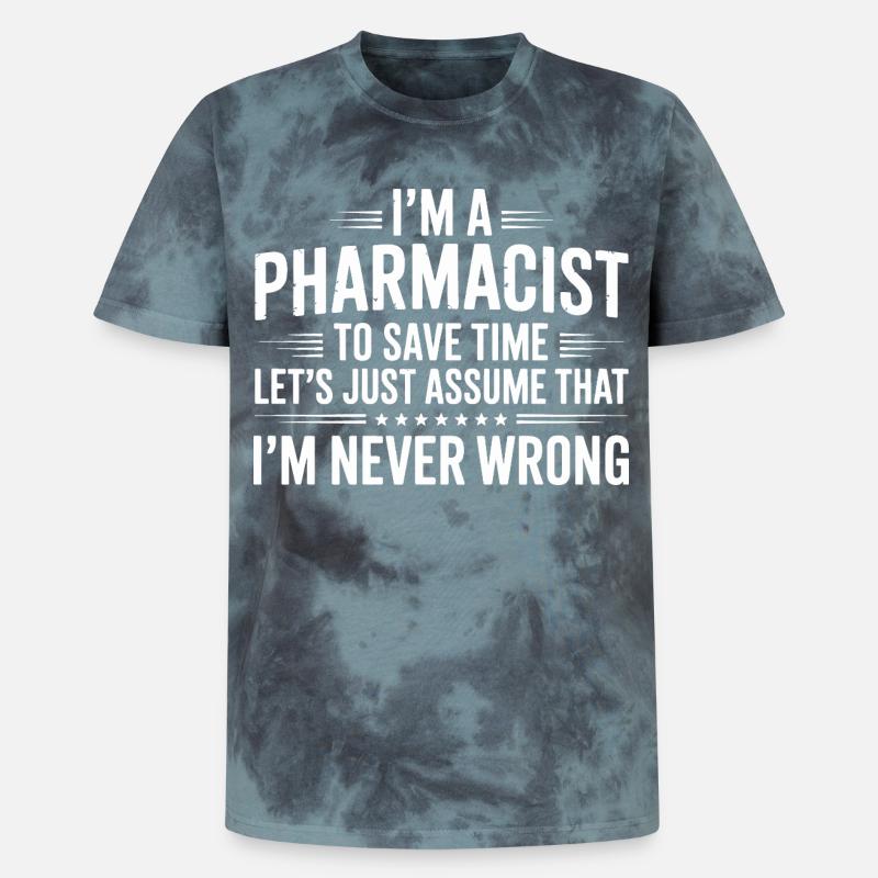 Pharmacist Attitude: Never Wrong - Unisex Premium Tie-Dye T-Shirt - Black/Blue