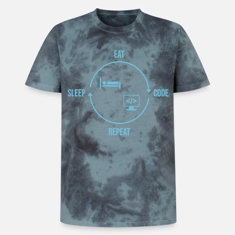 Eat Sleep Code Repeat - Programmierer Kreislauf - Unisex Premium Tie Dye T-Shirt - Schwarz/Blau