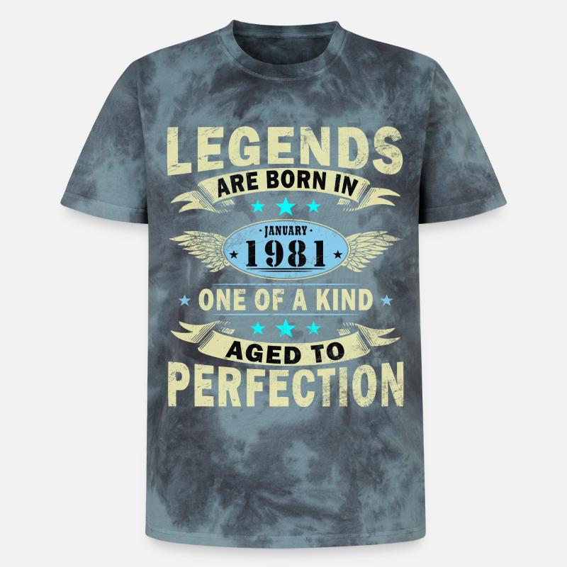 Janvier 1981 anniversaire janvier 1981 Janvier - T-shirt tie-dye premium unisexe - noir/bleu