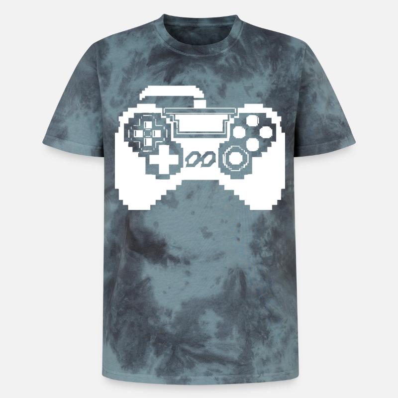 Game Controller Pixel Grafik - Unisex Premium Tie Dye T-Shirt - Schwarz/Blau