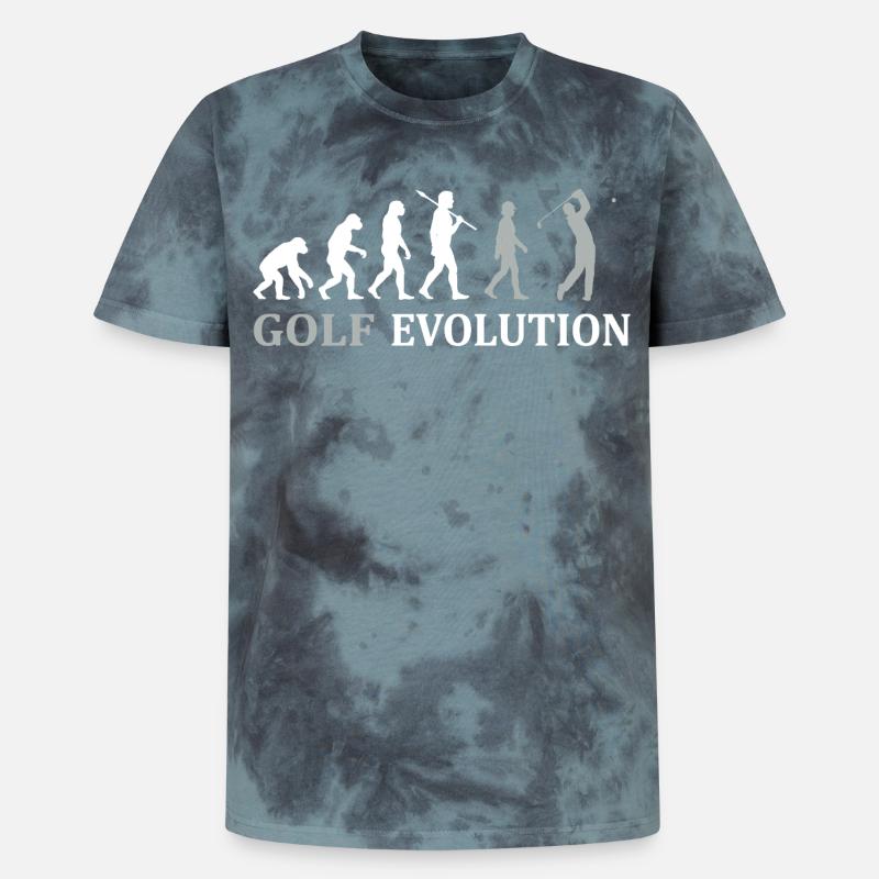 Golf Evolution – Das perfekte Golfer Geschenk - Unisex Premium Tie Dye T-Shirt - Schwarz/Blau
