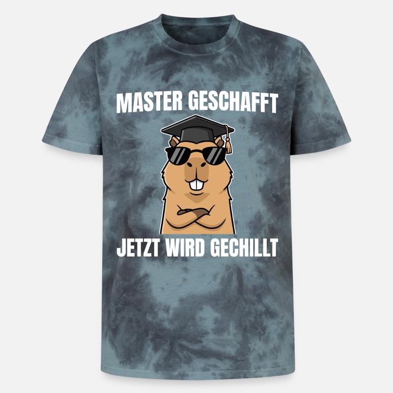 Master Passed Capybara Master's Exam - Unisex Premium Tie-Dye T-Shirt - Black/Blue
